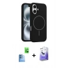 MARSİLYAN™- iPhone 16 Kılıf Yankı Form Serisi - Siyah Bilvis 5in1 5D Magic Hayalet Cam Ekran Koruyucu + Raze Metal Kamera Lens - LT
