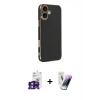 MARSİLYAN™- iPhone 16 Kılıf Yankı Serisi - Şeffaf Pasifik Cam Ekran Koruyucu + Bilvis Titan Kamera Lens - YL