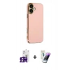 MARSİLYAN™- iPhone 16 Kılıf Yankı Serisi - Şeffaf Pasifik Cam Ekran Koruyucu + Bilvis Titan Kamera Lens - PE