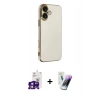 MARSİLYAN™- iPhone 16 Kılıf Yankı Serisi - Şeffaf Pasifik Cam Ekran Koruyucu + Bilvis Titan Kamera Lens - PE