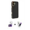 MARSİLYAN™- iPhone 16 Kılıf Yankı Serisi - Şeffaf Pasifik Cam Ekran Koruyucu + Bilvis Titan Kamera Lens - PE