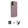MARSİLYAN™- iPhone 16 Kılıf Yankı Serisi - Şeffaf Pasifik Cam Ekran Koruyucu + PVD Metal Kamera Lens - PE