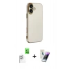 MARSİLYAN™- iPhone 16 Kılıf Yankı Serisi - Şeffaf Pasifik Cam Ekran Koruyucu + Raze Metal Kamera Lens - BZ