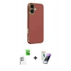 MARSİLYAN™- iPhone 16 Kılıf Yankı Serisi - Şeffaf Pasifik Cam Ekran Koruyucu + Raze Metal Kamera Lens - BZ