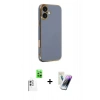 MARSİLYAN™- iPhone 16 Kılıf Yankı Serisi - Şeffaf Pasifik Cam Ekran Koruyucu + Raze Metal Kamera Lens - BZ