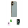 MARSİLYAN™- iPhone 16 Kılıf Yankı Serisi - Siyah 360 Mat Full Body Arka Koruyucu + Raze Metal Kamera Lens - PE