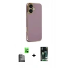 MARSİLYAN™- iPhone 16 Kılıf Yankı Serisi - Siyah 360 Mat Full Body Arka Koruyucu + Raze Metal Kamera Lens - SH