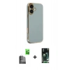MARSİLYAN™- iPhone 16 Kılıf Yankı Serisi - Siyah 360 Mat Full Body Arka Koruyucu + Raze Metal Kamera Lens - SH