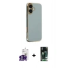 MARSİLYAN™- iPhone 16 Kılıf Yankı Serisi - Siyah 360 Mat Full Body Arka Koruyucu + Bilvis Titan Kamera Lens - YL