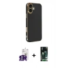 MARSİLYAN™- iPhone 16 Kılıf Yankı Serisi - Siyah 360 Mat Full Body Arka Koruyucu + Bilvis Titan Kamera Lens - YL