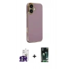 MARSİLYAN™- iPhone 16 Kılıf Yankı Serisi - Siyah 360 Mat Full Body Arka Koruyucu + Bilvis Titan Kamera Lens - YL