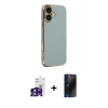 MARSİLYAN™- iPhone 16 Kılıf Yankı Serisi - Siyah 3D Antistatik Hayalet Cam Ekran Koruyucu + Bilvis Titan Kamera Lens - YL