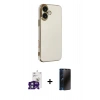 MARSİLYAN™- iPhone 16 Kılıf Yankı Serisi - Siyah 3D Antistatik Hayalet Cam Ekran Koruyucu + Bilvis Titan Kamera Lens - YL