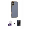 MARSİLYAN™- iPhone 16 Kılıf Yankı Serisi - Siyah 3D Antistatik Hayalet Cam Ekran Koruyucu + Bilvis Titan Kamera Lens - YL