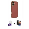 MARSİLYAN™- iPhone 16 Kılıf Yankı Serisi - Siyah 3D Antistatik Mat Seramik Nano Ekran Koruyucu + Bilvis Titan Kamera Lens - PE