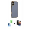 MARSİLYAN™- iPhone 16 Kılıf Yankı Serisi - Siyah 3D Antistatik Mat Seramik Nano Ekran Koruyucu + Raze Metal Kamera Lens - LT