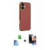 MARSİLYAN™- iPhone 16 Kılıf Yankı Serisi - Siyah 3D Antistatik Mat Seramik Nano Ekran Koruyucu + Raze Metal Kamera Lens - LT