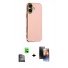 MARSİLYAN™- iPhone 16 Kılıf Yankı Serisi - Siyah 3D Antistatik Mat Seramik Nano Ekran Koruyucu + Raze Metal Kamera Lens - SH