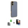 MARSİLYAN™- iPhone 16 Kılıf Yankı Serisi - Siyah 3D Antistatik Mat Seramik Nano Ekran Koruyucu + Raze Metal Kamera Lens - SH