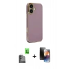 MARSİLYAN™- iPhone 16 Kılıf Yankı Serisi - Siyah 3D Antistatik Mat Seramik Nano Ekran Koruyucu + Raze Metal Kamera Lens - SH