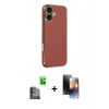 MARSİLYAN™- iPhone 16 Kılıf Yankı Serisi - Siyah 3D Antistatik Mat Seramik Nano Ekran Koruyucu + Raze Metal Kamera Lens - SH