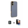 MARSİLYAN™- iPhone 16 Kılıf Yankı Serisi - Siyah 3D Antistatik Mat Seramik Nano Ekran Koruyucu + PVD Metal Kamera Lens - YL