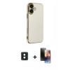 MARSİLYAN™- iPhone 16 Kılıf Yankı Serisi - Siyah 3D Antistatik Mat Seramik Nano Ekran Koruyucu + PVD Metal Kamera Lens - YL
