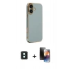 MARSİLYAN™- iPhone 16 Kılıf Yankı Serisi - Siyah 3D Antistatik Mat Seramik Nano Ekran Koruyucu + PVD Metal Kamera Lens - YL