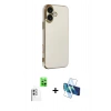 MARSİLYAN™- iPhone 16 Kılıf Yankı Serisi - Siyah 3D Antistatik Seramik Nano Ekran Koruyucu + Raze Metal Kamera Lens - BZ