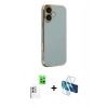 MARSİLYAN™- iPhone 16 Kılıf Yankı Serisi - Siyah 3D Antistatik Seramik Nano Ekran Koruyucu + Raze Metal Kamera Lens - BZ