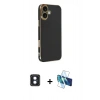 MARSİLYAN™- iPhone 16 Kılıf Yankı Serisi - Siyah 3D Antistatik Seramik Nano Ekran Koruyucu + PVD Metal Kamera Lens - MI