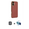 MARSİLYAN™- iPhone 16 Kılıf Yankı Serisi - Siyah 3D Antistatik Seramik Nano Ekran Koruyucu + PVD Metal Kamera Lens - MI