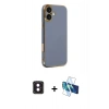 MARSİLYAN™- iPhone 16 Kılıf Yankı Serisi - Siyah 3D Antistatik Seramik Nano Ekran Koruyucu + PVD Metal Kamera Lens - PE