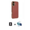 MARSİLYAN™- iPhone 16 Kılıf Yankı Serisi - Siyah 3D Antistatik Seramik Nano Ekran Koruyucu + PVD Metal Kamera Lens - PE