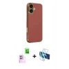MARSİLYAN™- iPhone 16 Kılıf Yankı Serisi - Siyah 3D Antistatik Seramik Nano Ekran Koruyucu + Raze Metal Kamera Lens - PE