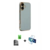 MARSİLYAN™- iPhone 16 Kılıf Yankı Serisi - Siyah 3D Antistatik Seramik Nano Ekran Koruyucu + Raze Metal Kamera Lens - SH
