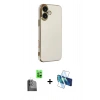 MARSİLYAN™- iPhone 16 Kılıf Yankı Serisi - Siyah 3D Antistatik Seramik Nano Ekran Koruyucu + Raze Metal Kamera Lens - SH