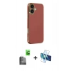 MARSİLYAN™- iPhone 16 Kılıf Yankı Serisi - Siyah 3D Antistatik Seramik Nano Ekran Koruyucu + Raze Metal Kamera Lens - SH