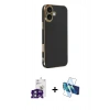 MARSİLYAN™- iPhone 16 Kılıf Yankı Serisi - Siyah 3D Antistatik Seramik Nano Ekran Koruyucu + Bilvis Titan Kamera Lens - YL
