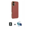 MARSİLYAN™- iPhone 16 Kılıf Yankı Serisi - Siyah 3D Antistatik Seramik Nano Ekran Koruyucu + PVD Metal Kamera Lens - YL