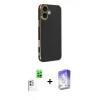 MARSİLYAN™- iPhone 16 Kılıf Yankı Serisi - Siyah Bilvis 5in1 3D Magic Cam Ekran Koruyucu + Raze Metal Kamera Lens - BZ