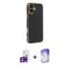 MARSİLYAN™- iPhone 16 Kılıf Yankı Serisi - Siyah Bilvis 5in1 3D Magic Cam Ekran Koruyucu + Bilvis Titan Kamera Lens - GS