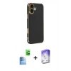 MARSİLYAN™- iPhone 16 Kılıf Yankı Serisi - Siyah Bilvis 5in1 3D Magic Cam Ekran Koruyucu + Raze Metal Kamera Lens - LT