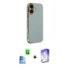 MARSİLYAN™- iPhone 16 Kılıf Yankı Serisi - Siyah Bilvis 5in1 3D Magic Cam Ekran Koruyucu + Raze Metal Kamera Lens - LT