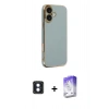MARSİLYAN™- iPhone 16 Kılıf Yankı Serisi - Siyah Bilvis 5in1 3D Magic Cam Ekran Koruyucu + PVD Metal Kamera Lens - MI