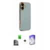 MARSİLYAN™- iPhone 16 Kılıf Yankı Serisi - Siyah Bilvis 5in1 3D Magic Cam Ekran Koruyucu + Raze Metal Kamera Lens - SH