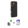 MARSİLYAN™- iPhone 16 Kılıf Yankı Serisi - Siyah Bilvis 5in1 3D Magic Cam Ekran Koruyucu + Raze Metal Kamera Lens - SH