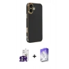 MARSİLYAN™- iPhone 16 Kılıf Yankı Serisi - Siyah Bilvis 5in1 3D Magic Cam Ekran Koruyucu + Bilvis Titan Kamera Lens - YL