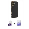 MARSİLYAN™- iPhone 16 Kılıf Yankı Serisi - Siyah Bilvis 5in1 5D Magic Hayalet Cam Ekran Koruyucu + Bilvis Titan Kamera Lens - YL