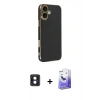 MARSİLYAN™- iPhone 16 Kılıf Yankı Serisi - Siyah Bilvis 5in1 5D Magic Hayalet Cam Ekran Koruyucu + PVD Metal Kamera Lens - MI